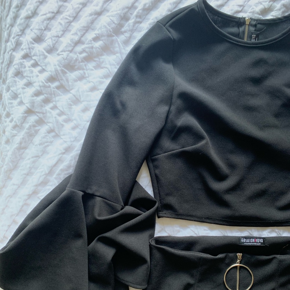 Black Flare Ruffle Set